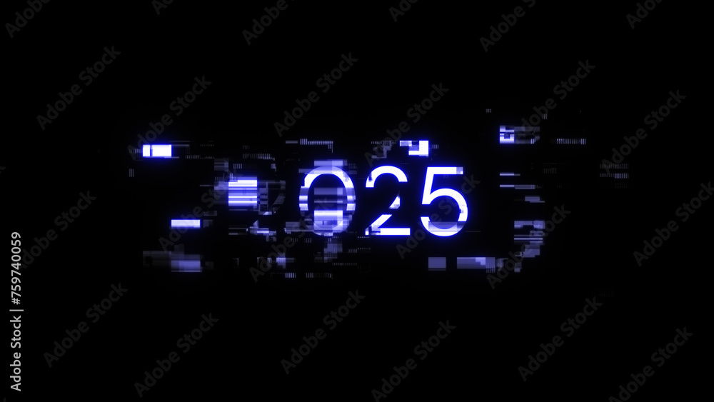3D rendering 2025 text with screen effects of technological glitches 3D rendering 2025 text with screen effects of technological glitches