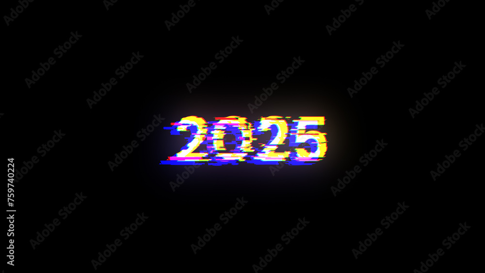 3D rendering 2025 text with screen effects of technological glitches 3D rendering 2025 text with screen effects of technological glitches
