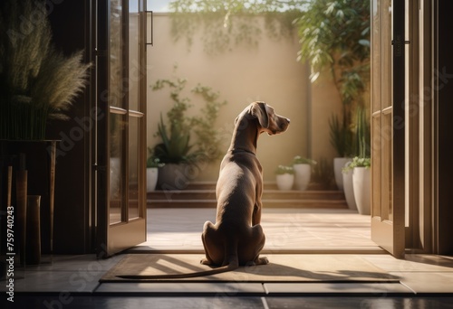 dog looking at door from outside