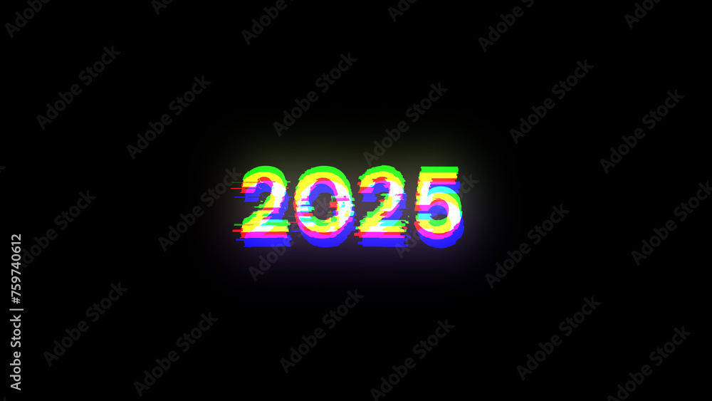 3D rendering 2025 text with screen effects of technological glitches 3D rendering 2025 text with screen effects of technological glitches
