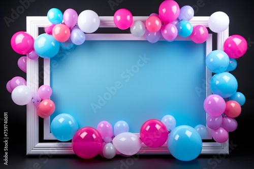 neon frame with balloons around it frame with neon