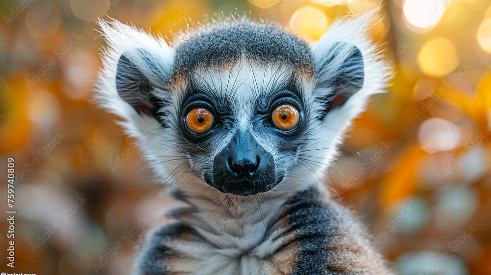 wildlife photography, authentic photo of a lemur in natural habitat, taken with telephoto lenses, for relaxing animal wallpaper and more - obrazy, fototapety, plakaty 