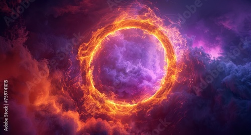 abstract circular light cloud in dark sky