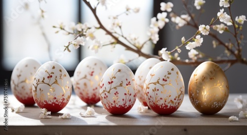 easter eggs with red tinge white egg art