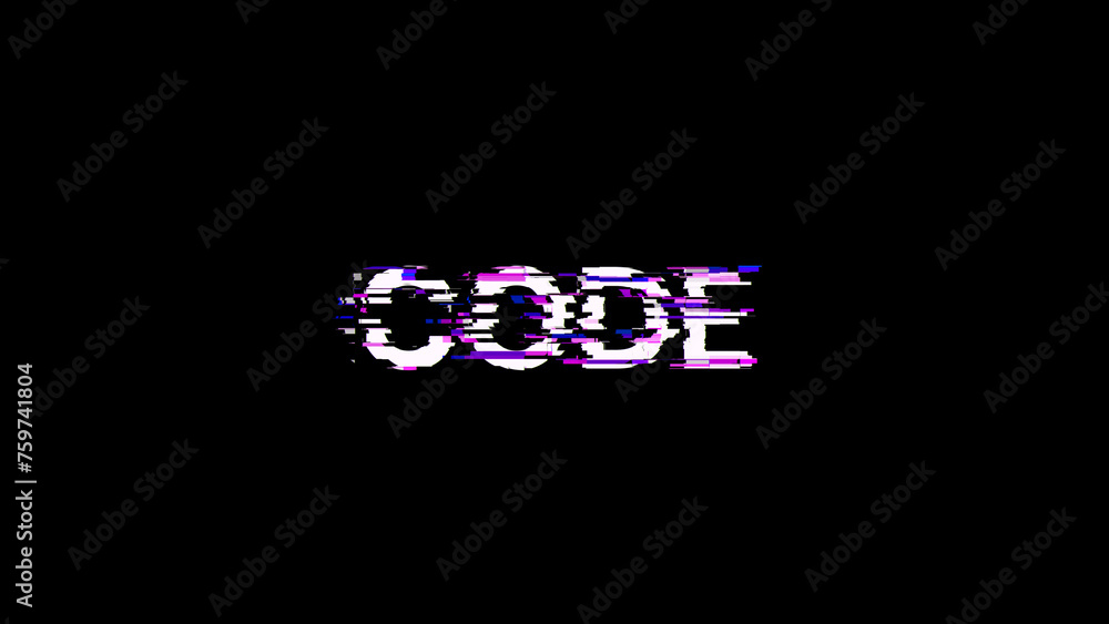 3D rendering code text with screen effects of technological glitches 3D rendering code text with screen effects of technological glitches