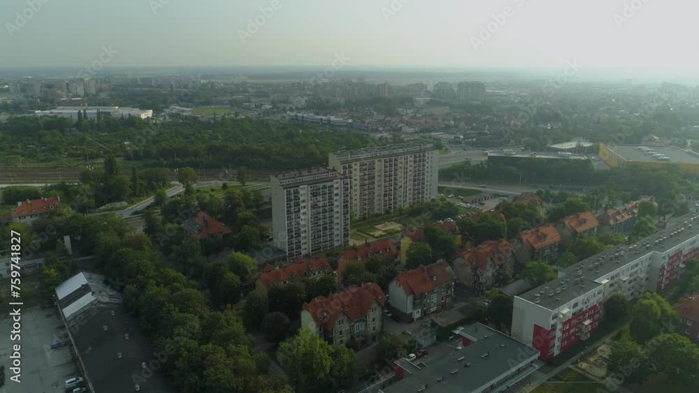 Beautiful Panorama Skyscrapers Opole Aerial View Poland Beautiful Panorama Skyscrapers Opole Aerial View Poland