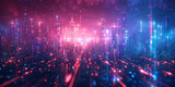 Abstract backgrounds with glowing neon lines and futuristic cityscapes.