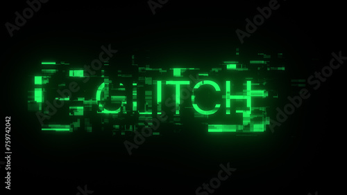 3D rendering glitch text with screen effects of technological glitches