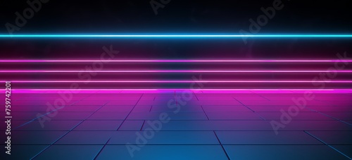 neon lights with strings of neon and neon lights on dark ground