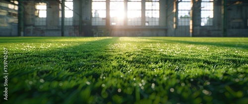 grass field in an indoor training sports field