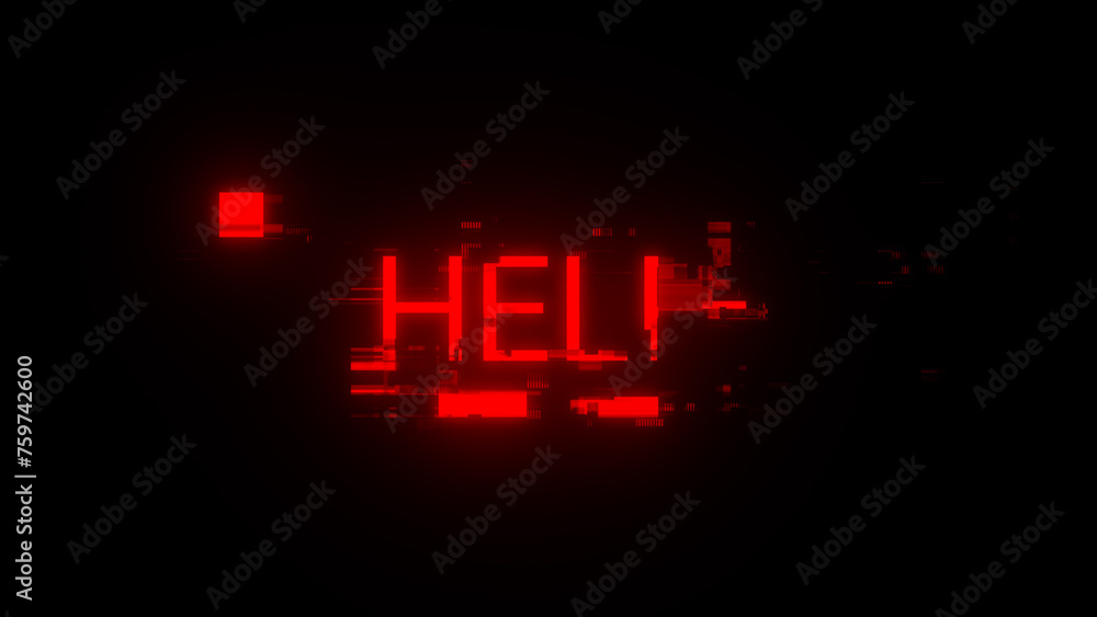 3D rendering help text with screen effects of technological glitches 3D rendering help text with screen effects of technological glitches