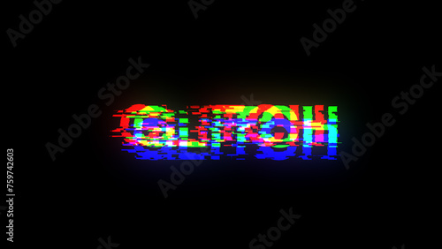 3D rendering glitch text with screen effects of technological glitches