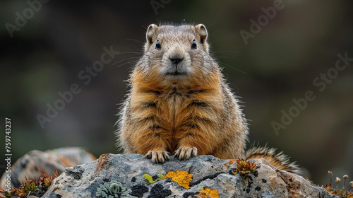 wildlife photography, authentic photo of a marmot in natural habitat, taken with telephoto lenses, for relaxing animal wallpaper and more