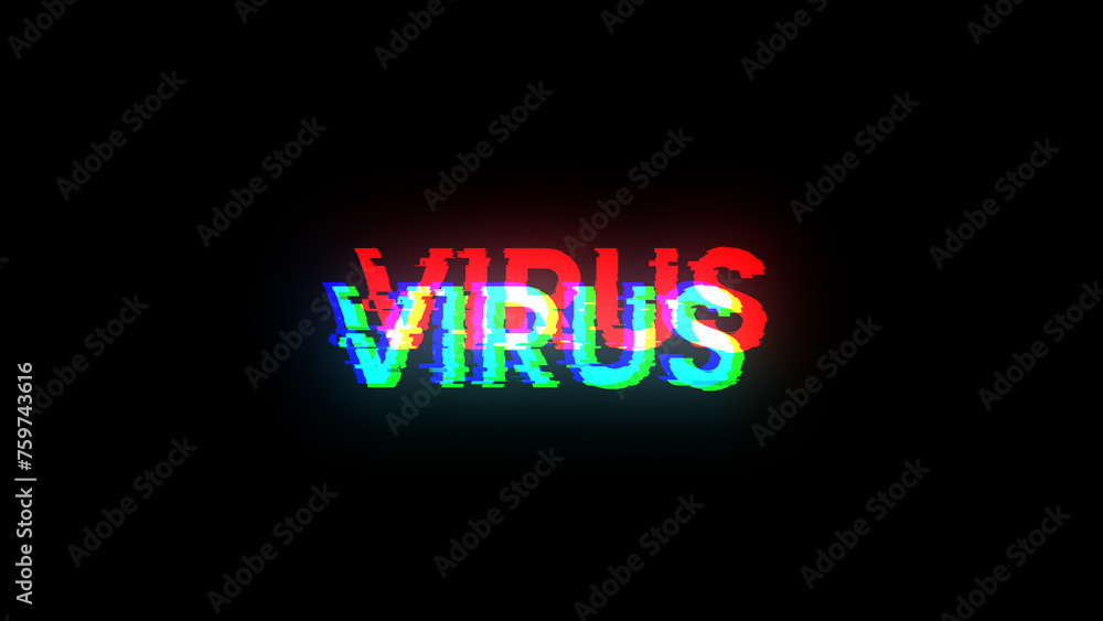 3D rendering virus text with screen effects of technological glitches 3D rendering virus text with screen effects of technological glitches