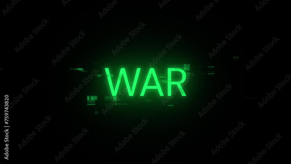 3D rendering war text with screen effects of technological glitches 3D rendering war text with screen effects of technological glitches