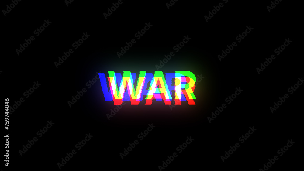 3D rendering war text with screen effects of technological glitches 3D rendering war text with screen effects of technological glitches