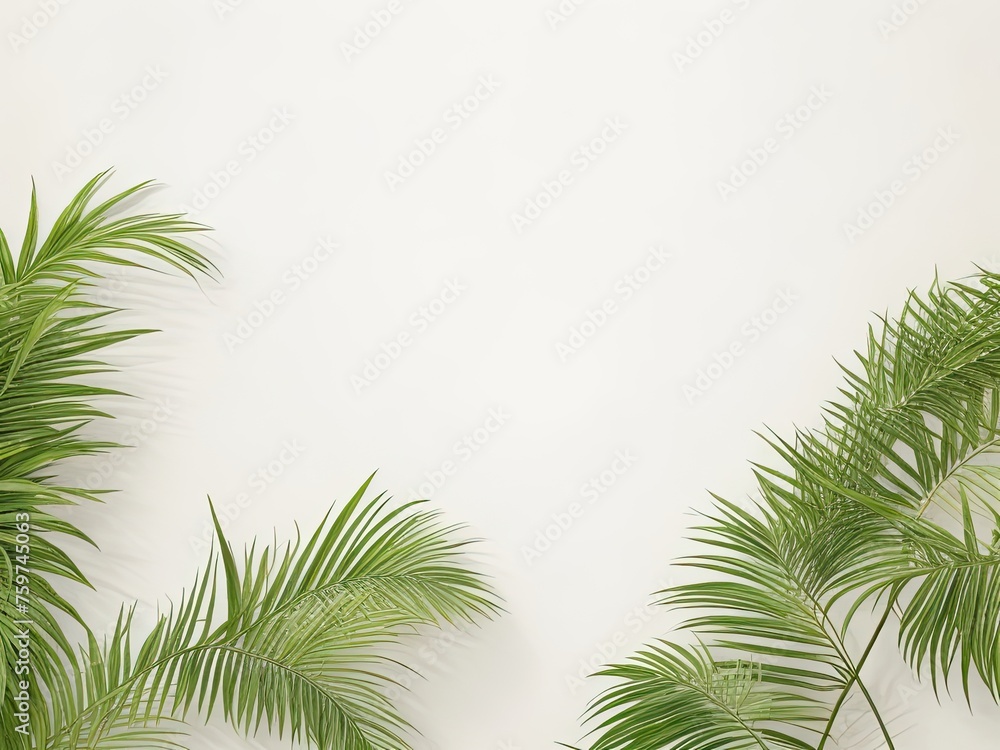 Fresh palm palms on a beige background for free. Fresh palm palms on a beige background for free.