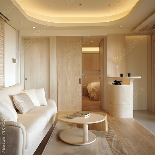 Elegant Creme-Colored Living Room