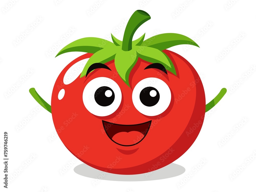 Tomato cartoon character isolated on a white background. Vector illustration.