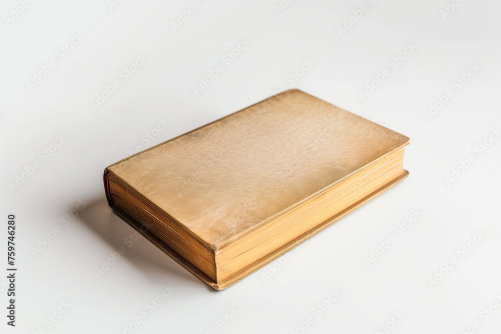 Old hardcover book with a textured cover isolated on a white backdrop Old hardcover book with a textured cover isolated on a white backdrop