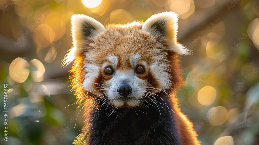 Fototapeta premium wildlife photography, authentic photo of a red panda in natural habitat, taken with telephoto lenses, for relaxing animal wallpaper and more