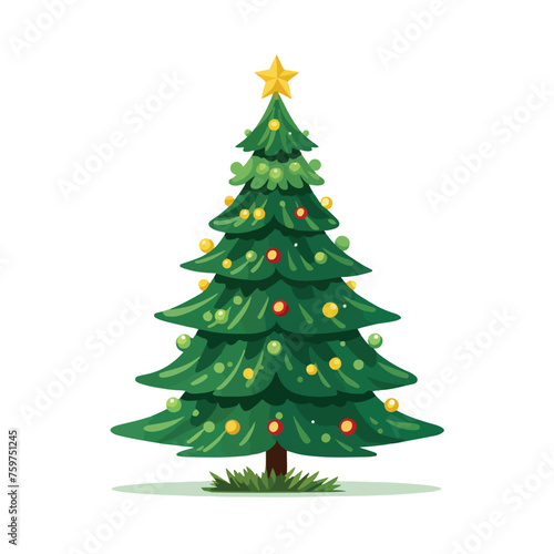 New year christmas tree in flat style isolated flat