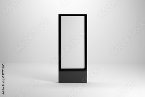 Lightbox advertising display. Blank pylon mockup. Front view, 3D rendering.