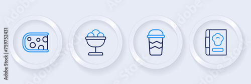 Free Download Set line Cookbook, Coffee cup to go, Ice cream in the bowl and Cheese icon. Vector - GFXLoad
