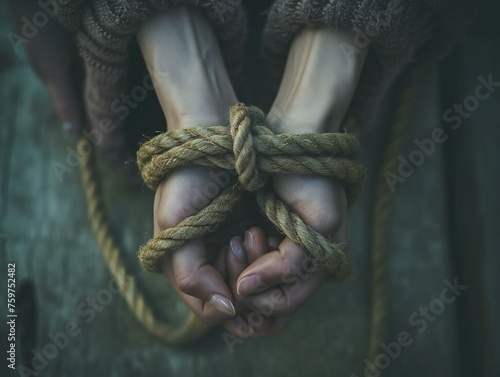 Bound Hands with Rope - Conceptual Imagery
