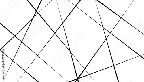 Random chaotic lines abstract geometric pattern, Black and white geometric pattern. Vector illustration.