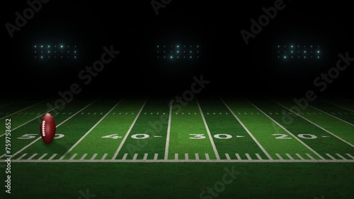 American football stadium background with a spinning ball on the left.

 (ID: 759753652)