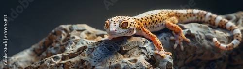 Close up of Leopard Gecko on the rock