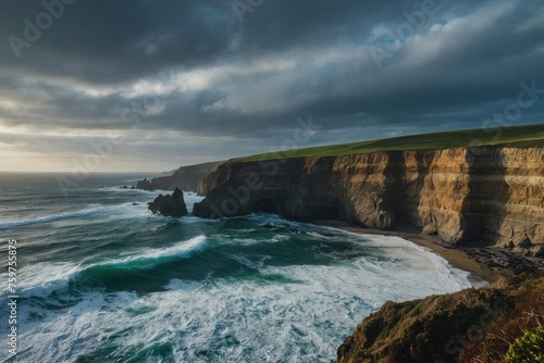 beauty of roaring ocean against rugged coastal cliffs