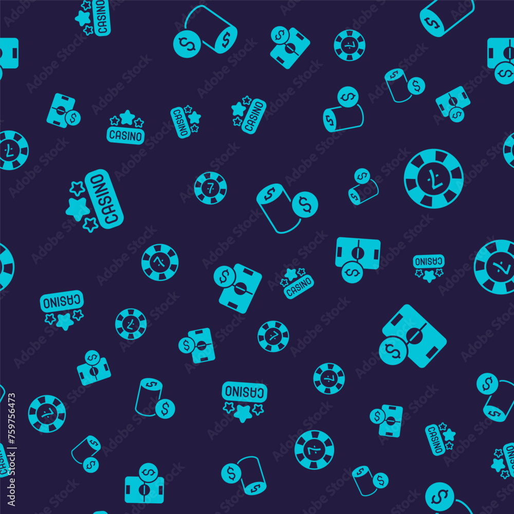 Set Casino signboard, chips, with dollar and Football betting money on seamless pattern. Vector Set Casino signboard, chips, with dollar and Football betting money on seamless pattern. Vector