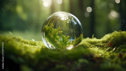 Close-up of water droplets on green leaves, environmental protection concept