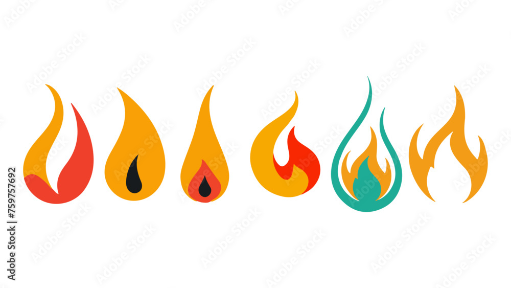 fire flames set vector on white fire flames set vector on white
