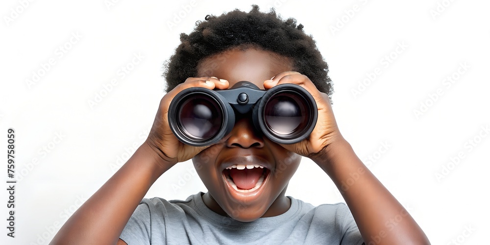 person with binoculars searching something
