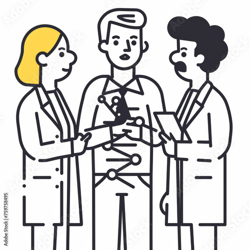 Professional Line Illustration of Scientists in Leadership Training Handbook Gen AI