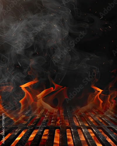 Flaming grill background