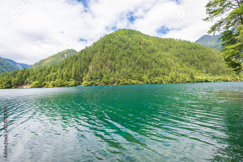 Blue lake in Jiuzhaigou Valley, Sichuan, China © hu