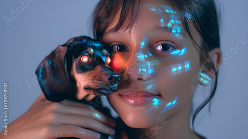 menina com cão futurista  photo