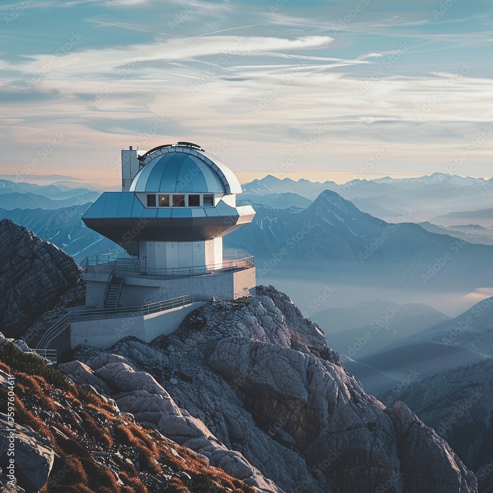 A mountaintop observatory scanning the horizon for signs of economic shifts - obrazy, fototapety, plakaty 