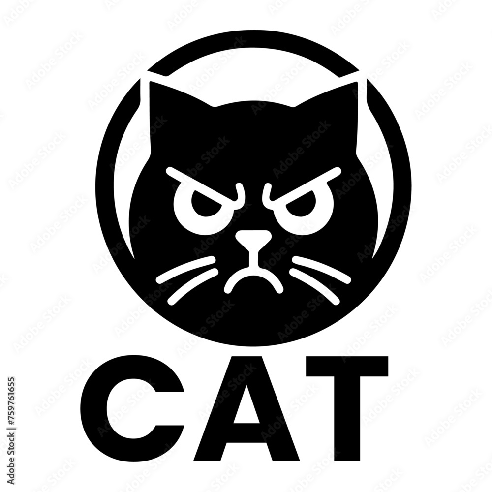 Cat logo vector art illustration black color, Cat Icon vector silhouette