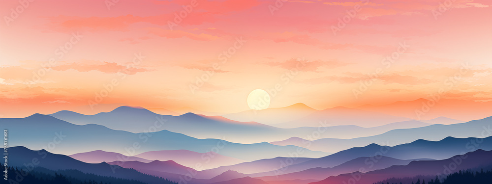 Serenity at Dawn with Rolling Mountain Layers
