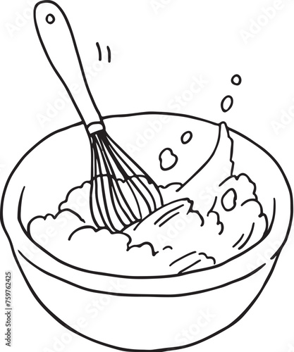 クリームを泡立てる線画