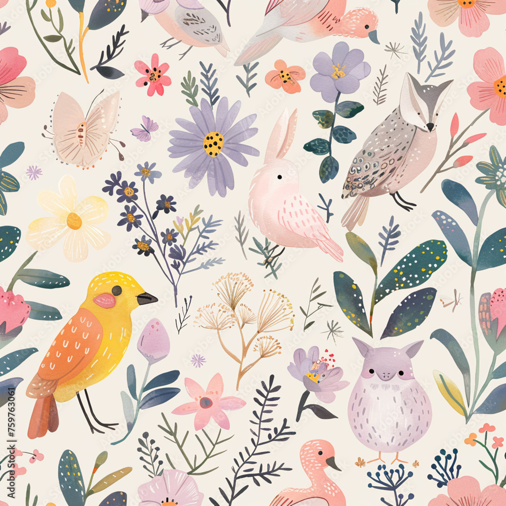 Spring Seamless Pastel Pattern with FloralsSpring Seamless Pastel Pattern with FloralsSpring Seamless Pastel Pattern with FloralsSpring Seamless Pastel Pattern wseamless pattern with birds and flowers
