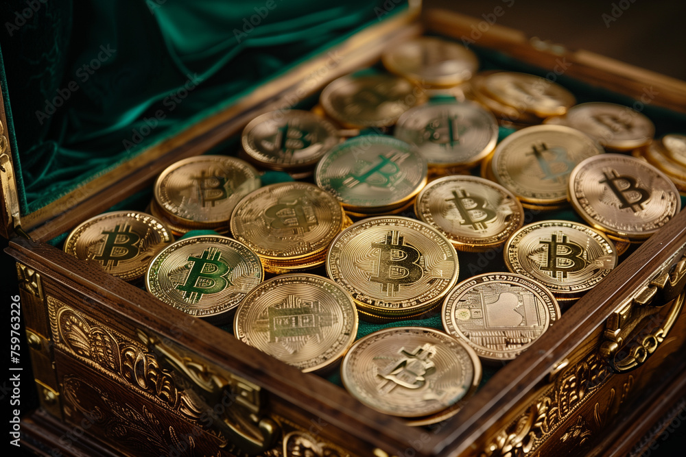 Bitcoin In The Treasure Chest Background