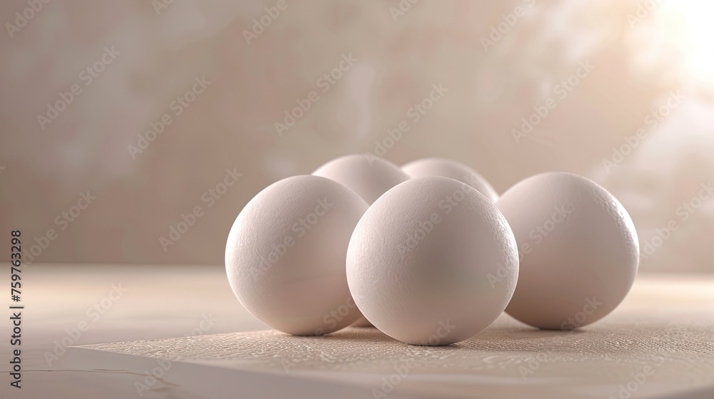 raw organic farm eggs arranged artfully, with ample copy space for branding or messaging, in a realistic photograph. raw organic farm eggs arranged artfully, with ample copy space for branding or messaging, in a realistic photograph.