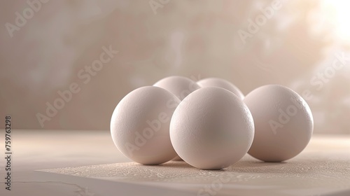 raw organic farm eggs arranged artfully, with ample copy space for branding or messaging, in a realistic photograph.