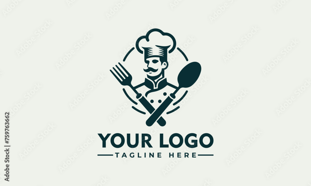 Chef Logo Vector Illustration Logo design Cute Restourant vector for Greeting Day Chef Restourant
